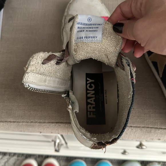 Golden Goose denim and pink hi top sneakers with zippers - Picture 6 of 7